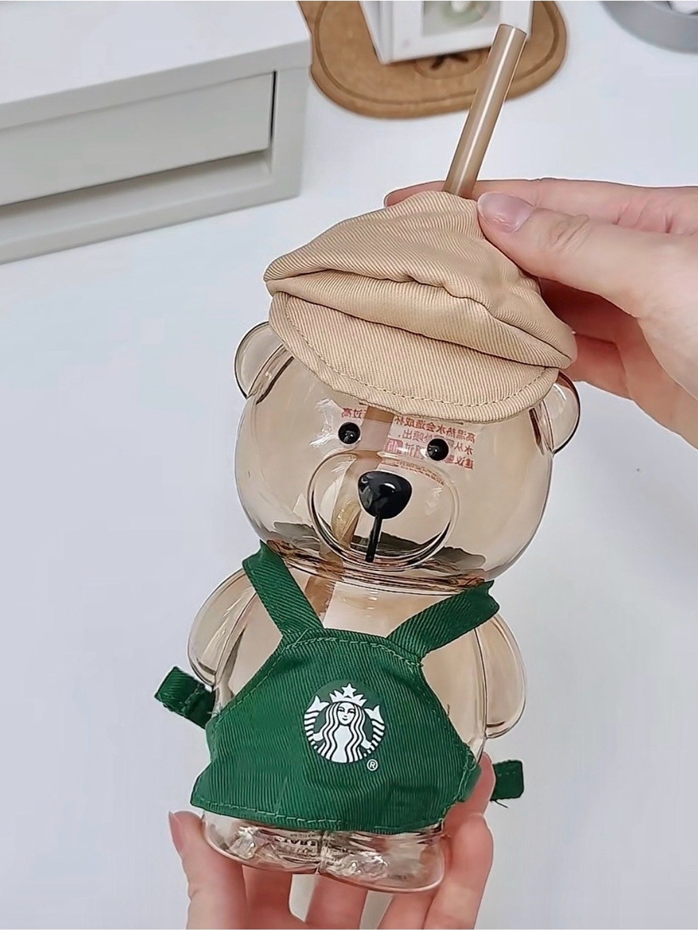 Starbucks 16oz Beige Bearista Glass Cold Cup With Accessories China Shanghai